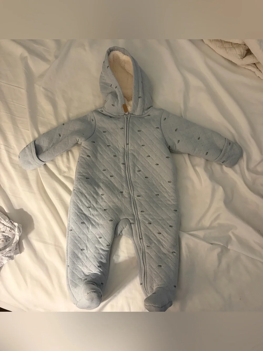 Carter’s Baby Boy Dinosaur Print Sherpa-Lined Long-Sleeve Jumpsuit Blue 6 Months